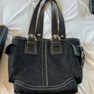 Leather and fabric Coach shoulder bag